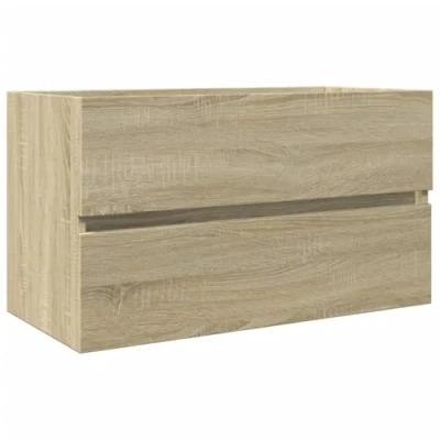 Image of vidaXL Sink Cabinet Vanity Unit Sonoma Oak Engineered Wood, Spacious Drawers, Sleek Design 80x38.5x45 cm Wall Mounted Bathroom Storage Cupboard