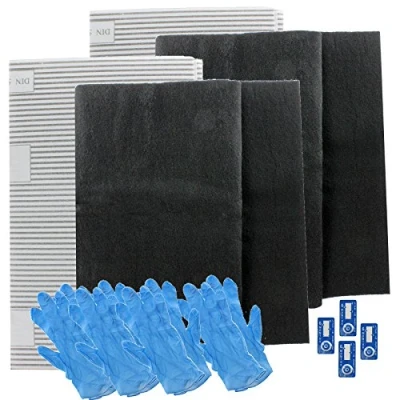 Image of SPARES2GO Universal Large Cooker Hood Grease Filters for Vent Extractor Fans (Cut to size 2 Packs of + Gloves)