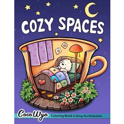 Image of Cozy Spaces: Coloring Book for Adults and Teens Featuring Relaxing Familiar Corners with Cute Animal Characters Stress Relief