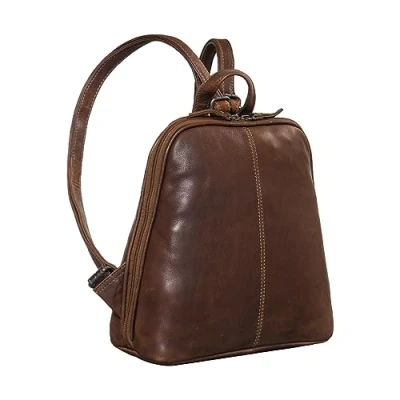 Image of STILORD &#039;Calla&#039; Leather Backpack Ladies Small Elegant City Daypack for Women Genuine Vintage Rucksack Modern Women&#039;s Fashion Bag with Zipper, Colour:sila Brown