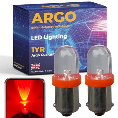 Image of Argo Ba9s 233 Led Bulbs Xenon Red Car Light 12v Interior 433 T4W High Level Third Brake Bulb Map Dome Courtesy Van Side Marker