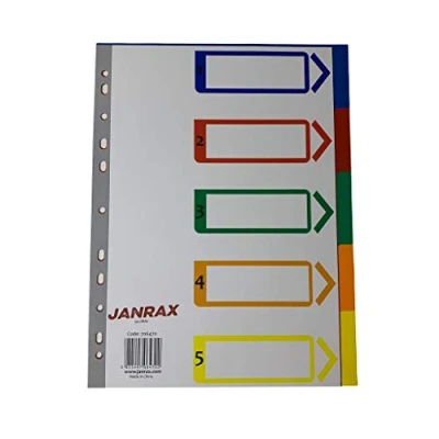 Image of A4 5 Part Polypropylene Dividers with Index Cover