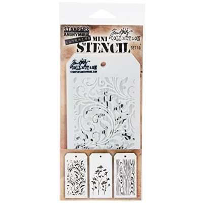 Image of Stampers Anonymous Tim Holtz Mini Layered Stencil Set #10,Multicoloured,8.61x21x0.2 cm