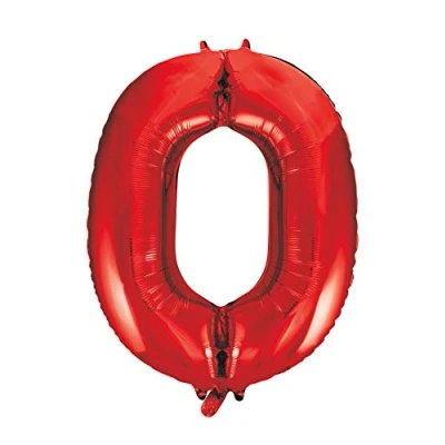 Image of Red Number 0 Shaped Large Foil Balloon (86cm) 1 Piece Perfect for Birthday Parties and Special Events