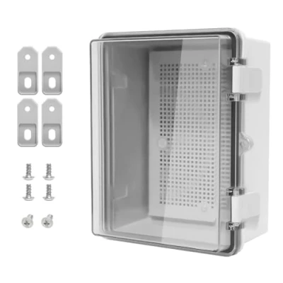 Image of LMioEtool ABS Plastic Dustproof Waterproof IP65 Junction Box Hinged Shell Universal Electrical Project Enclosure Gray, with PC Transparent/Clear Cover 8.7&quot; x 6.7&quot; 4.3&quot;(220mmx170mmx110mm)