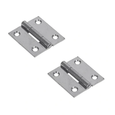 Image of Merriway BH03799 (2 Pcs) 38mm (1.1/2 inch) Bright Zinc Plated Steel Narrow Utility Hinge Pack of 2 Pieces
