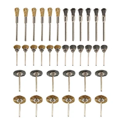 Image of Zerodis 36 x Brass Polishing Brush Set for Drilling Tools Stainless Steel Wire Metal Drill Rotary Brushes