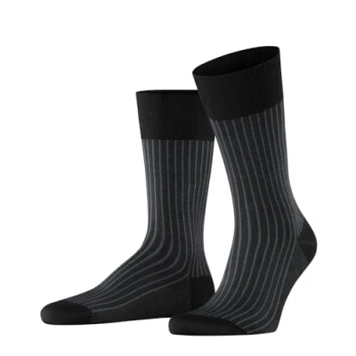 Image of FALKE Men&#039;s Oxford Stripe M SO Cotton Patterned 1 Pair Socks, Black (Black Mix 3010), 10 11