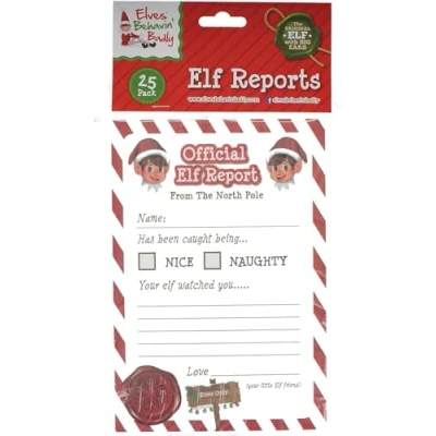 Image of SKYTE® 25 Pack christmas elf Corner reports cards for children at Christmas, elves naught or nice report, welcome arrival accessories the