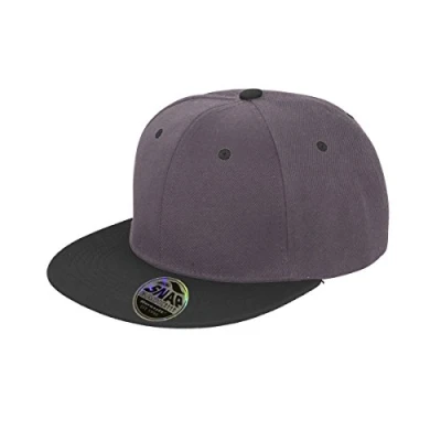Image of Result Unisex Core Bronx Original Flat Peak Snapback Dual Colour Cap (One Size) (Heather Grey/Black)