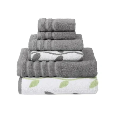 Image of Pacific Coast Textiles 6 Pc Yarn Dyed Towel Organic Vines Ash Grey, Piece