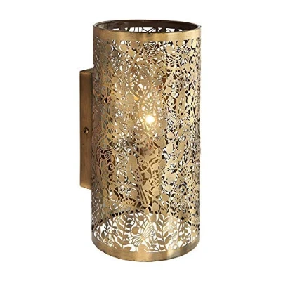Image of Endon 70105 Secret garden Modern Antique Decorative Brass Dimmable Wall Light Wood, Metal IP20 220 240V