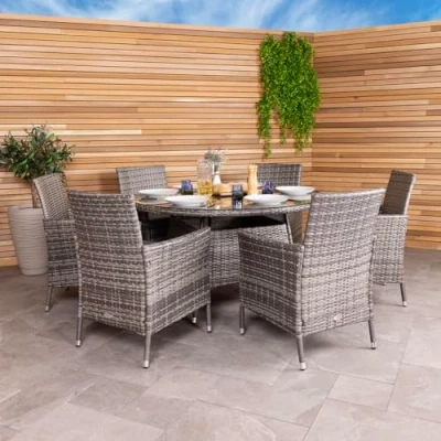 Image of Charles Bentley Garden Outdoor 6 Piece Rattan Dining Set Grey