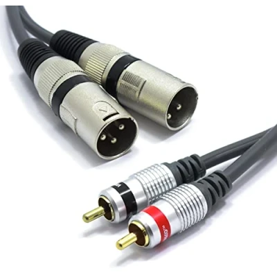Image of VITALCO 2X XLR Male to RCA 1.5m Cable Dual 3 PIN Microphone Twin Lead