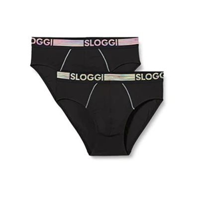 Image of Sloggi Men&#039;s GO ABC Natural H Midi 2P Briefs, BLACK, S