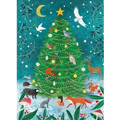 Image of Museums &amp; Galleries Charity Christmas Cards Forest Wildlife Tree Eco Friendly and Recyclable Pack of 8