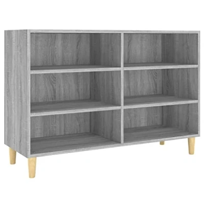 Image of vidaXL Industrial Style Sideboard in Grey Sonoma Engineered Wood and Metal Construction with 6 Shelves for Ample Storage