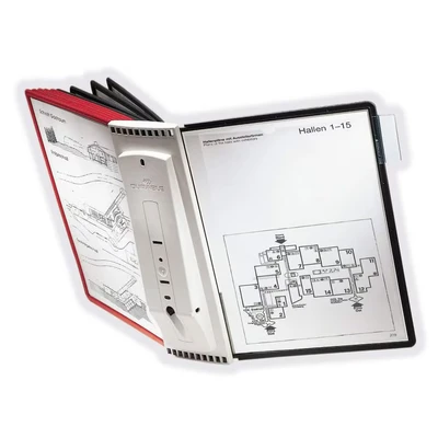Image of Durable SHERPA Display Panel Wall Unit 10 Panels in Assorted Colours Ideal for Storing and ing A4 Documents, Black Red