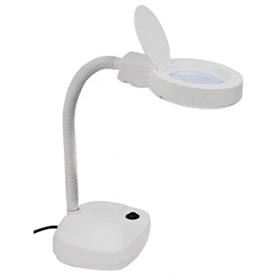 Image of Eagle Desk top Adjustable Magnifier with 4&quot; (100mm) Dual Function Lens (3x and 1 5x) Magnifying Glass LED Light for Reading Fine Inspection Work
