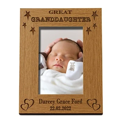 Image of ukgiftstoreonline Personalised Great Granddaughter Portrait Wooden Photo Frame Gift (4 x 6 Inch)