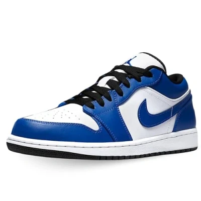 Image of Jordan AIR 1 LOW Trainers, Men&#039;s, Size: 10.5, White/hyper royal/black Leather and textile