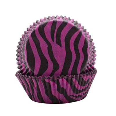 Image of Pink Zebra Cupcake Cases Grease Proof and Oven (1 Pk) 60 Pcs