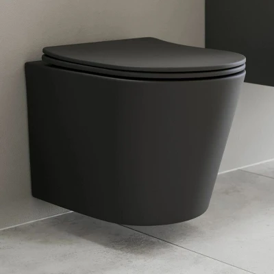 Image of Affine Slim Soft Close D Shape Toilet Seat Top Fix Black
