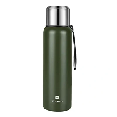 Image of Vacuum Insulated Flask 1000ml/33oz with Cup lid Stainless Steel Thermo Water Flasks Leakproof Keep Coffee hot&amp;Cold Drink Bottle.(Green,1000ml)