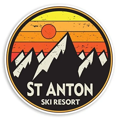 Image of 2 x 10cm St Anton Ski Resort Vinyl Stickers Austria Luggage Sticker #34706 (10cm Wide)