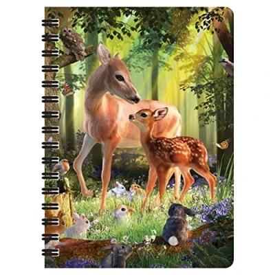 Image of 3D LiveLife Jotter Deer at Dawn from Deluxebase. Lenticular Forest A6 Spiral Notebook with Plain Recycled Paper Pages. Artwork Licensed Renowned Artist David Penfound