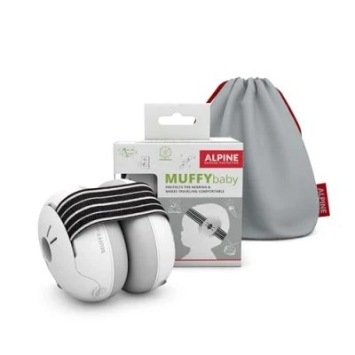 Image of Alpine Muffy Baby Ear Defender for Babies and Toddlers up to 36 Months CE &amp; UKCA Certified Noise Reduction Earmuffs Comfortable Headphones Against Hearing Damage Improves Sleep Black