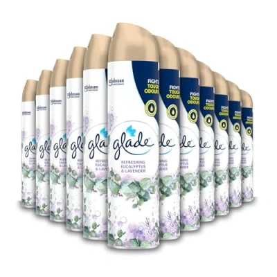 Image of Glade Air Freshener, Aerosol Room Spray, Eucalyptus &amp; Lavender, Pack of 12 (12 x 300ml)