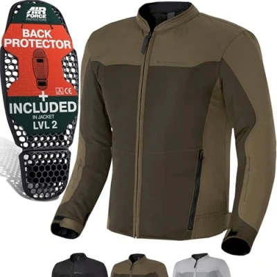 Image of SHIMA OPENAIR Motorbike Jacket for Men Lightweight Breathable Summer Mesh Mens City Biker with CE Back Shoulder Elbow Armor Pads Width Adjustment (Brown, S)
