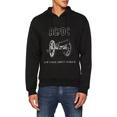 Image of ACDC Men&#039;s AC/DC about to Rock Hoodie, Black (Black Black), X Large (Manufacturer Size:X Large)