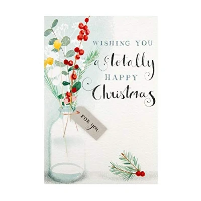 Image of Hallmark Christmas Card Contemporary Festive Foliage Design