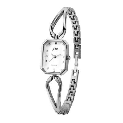 Image of JewelryWe Womens Bracelet Watch Silver/Gold Tone Geometric Wristwatch Analog Rhinestone Quartz Bangle
