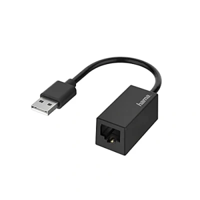 Image of Hama USB Ethernet Adapter Network 2.0 for Fast 10 100Mbps LAN Male to Female Compatible with Windows and Mac PC Laptop Tablet