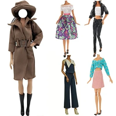 Image of Lance Home Doll Clothes, 5 Sets Fashion Outfits Autumn Dresses Fall clothes Windbreaker Pants Shoes Bag Hat For 29cm Dolls Accessories Baby Gifts
