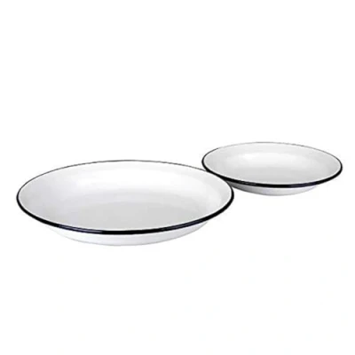 Image of Ibili Dish Blanca 28x4 cm of Enamelled Steel in White/Blue, 28 x 4