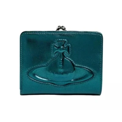 Image of Vivienne Westwood Women&#039;s Chelsea Green Metallic Wallet with Frame Pocket 51010020