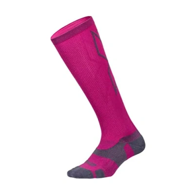 Image of 2XU Unisex Vectr Light Cushion Full Length Socks Compression Sock Hot Pink/Grey, L1