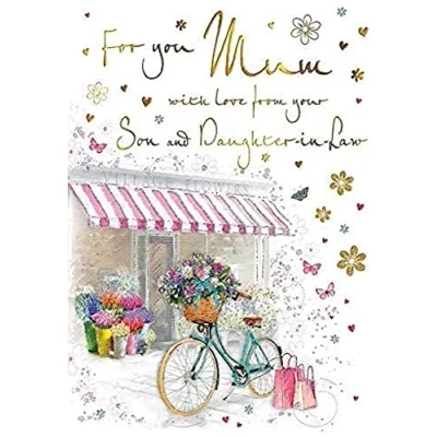 Image of Regal Publishing Traditional Mother&#039;s Day Card Mum from Son &amp; DIL 9 x 6 inches,Gold