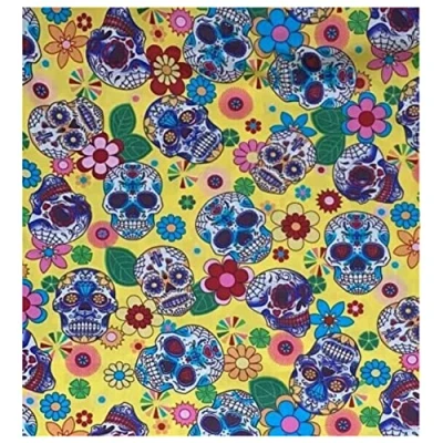 Image of Day of the Dead Candy/Sugar Skull Bandana Yellow
