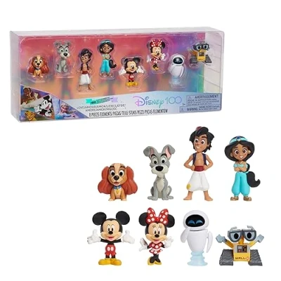 Image of Disney100 Years of Love Celebration Collection Limited Edition 8 Piece Figure Pack, Officially Licensed Kids Toys for Ages 3 Up, Gifts and Presents by Just Play