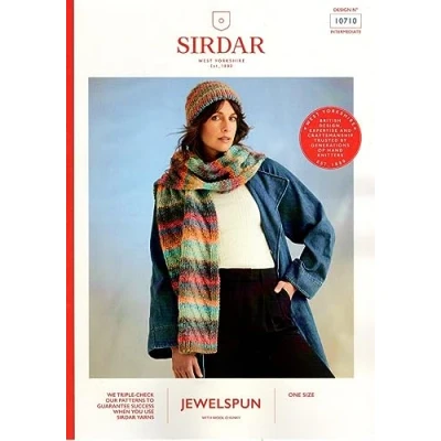 Image of Sirdar Jewelspun Chunky Knitting Pattern 10710 Ladies Hat &amp; Scarf