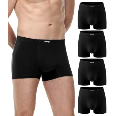 Image of wirarpa Mens Underwear Trunks Soft Cotton Boxer Shorts Comfortable Briefs No Fly Underpants for Men 4 Pack Black Size S