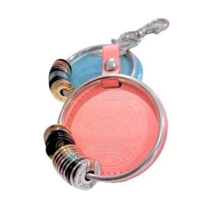 Image of Leather Travel Keyring with Collectible Steel Country Tokens, Traveler Keychain, Tag Keyring, World Clip, Key Charm, Token &amp; Tags
