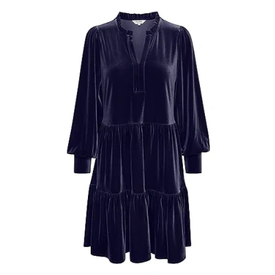 Image of Part Two Women&#039;s Dress Velvet Above Knee Length Long Sleeves V Notch Neck, Night Sky, 12