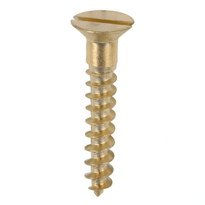 Image of 2x TIMCO Solid Brass Timber Screws Slot Countersunk 00081CBS Pack of 200