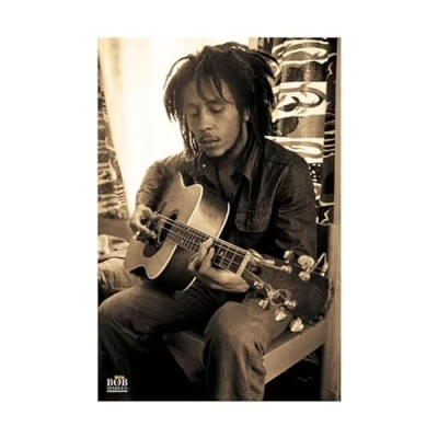 Image of Pyramid America Bob Marley Acoustic Guitar Sepia Music Cool Wall Decor Art Print Poster 60x90